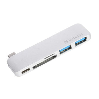 Verbatim Type C Hub with Type C Charging (Silver)