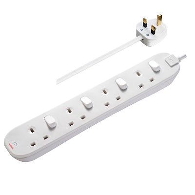 Masterplug SWC42N-MPA Individual Switch 4 Socket LED 2m
