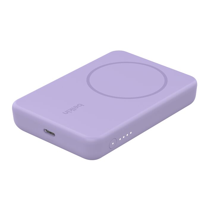 Belkin BPD004qcPU BoostCharge Magnetic Wireless Power Bank 5K + Stand (Purple)