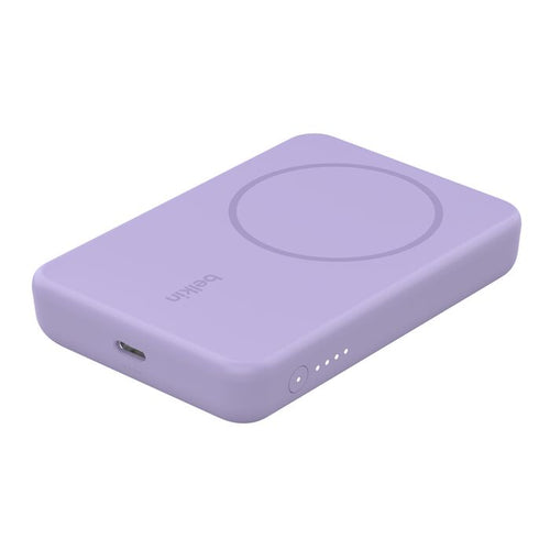 Belkin BPD004qcPU BoostCharge Magnetic Wireless Power Bank 5K + Stand (Purple)